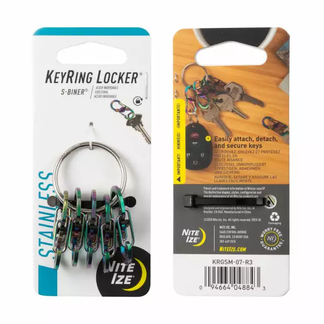 Nite Ize Backpacking Packs KeyRing Locker S-Biner Stainless Steel - Spectrum