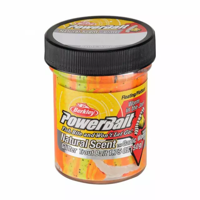 Berkley Fishing PowerBait Natural Glitter Trout Bait | Garlic And Worm | Model #BGTGWTQF2